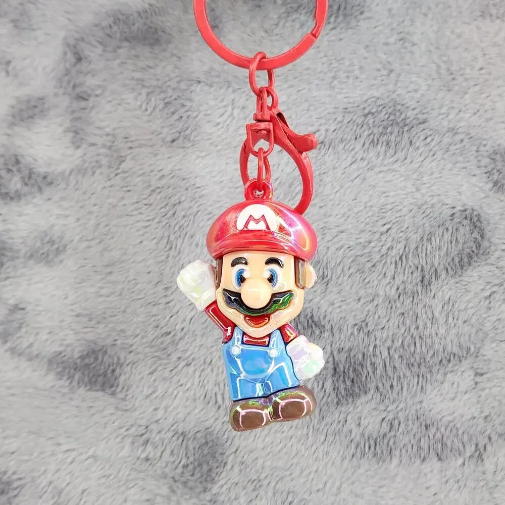 *NEW* Mario! Super Mario 3D Figure Keychain Bag Charm Iridescent Red & Blue